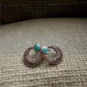 Elegant bohemian earrings with enamel turquoise inserts